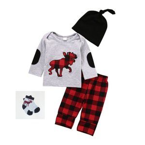 Baby Moose Sleeper Set with Hat Socks 6M 12M NEW